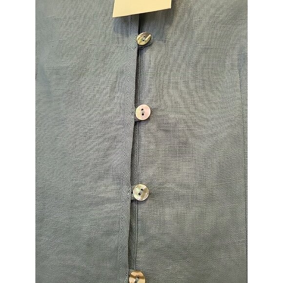 New Lintico 100% Linen Hand Button Fitted Jacket Blue Size Small - Picture 4 of 5